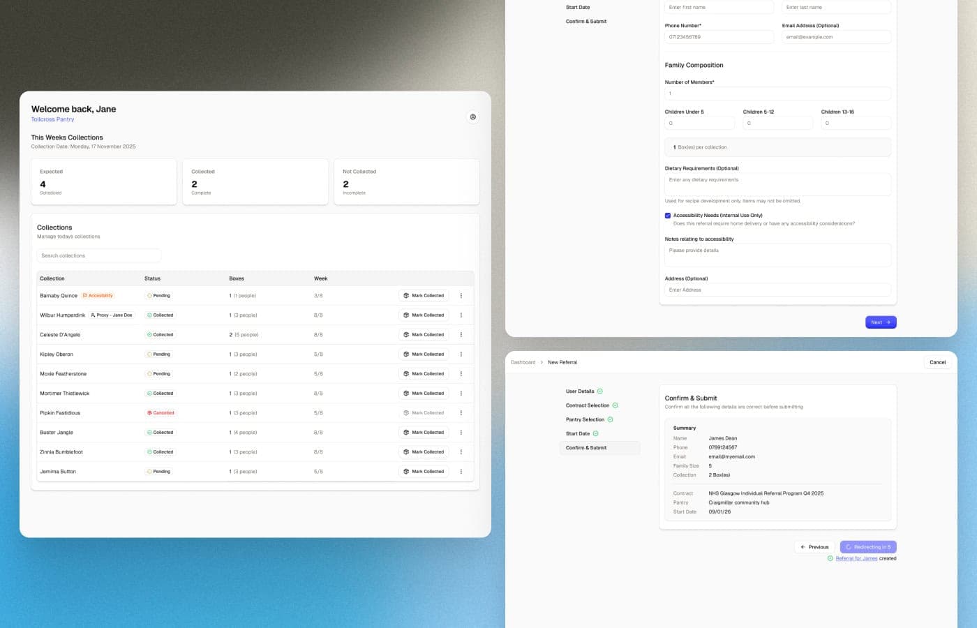 SPN admin dashboard, daily reconciliation