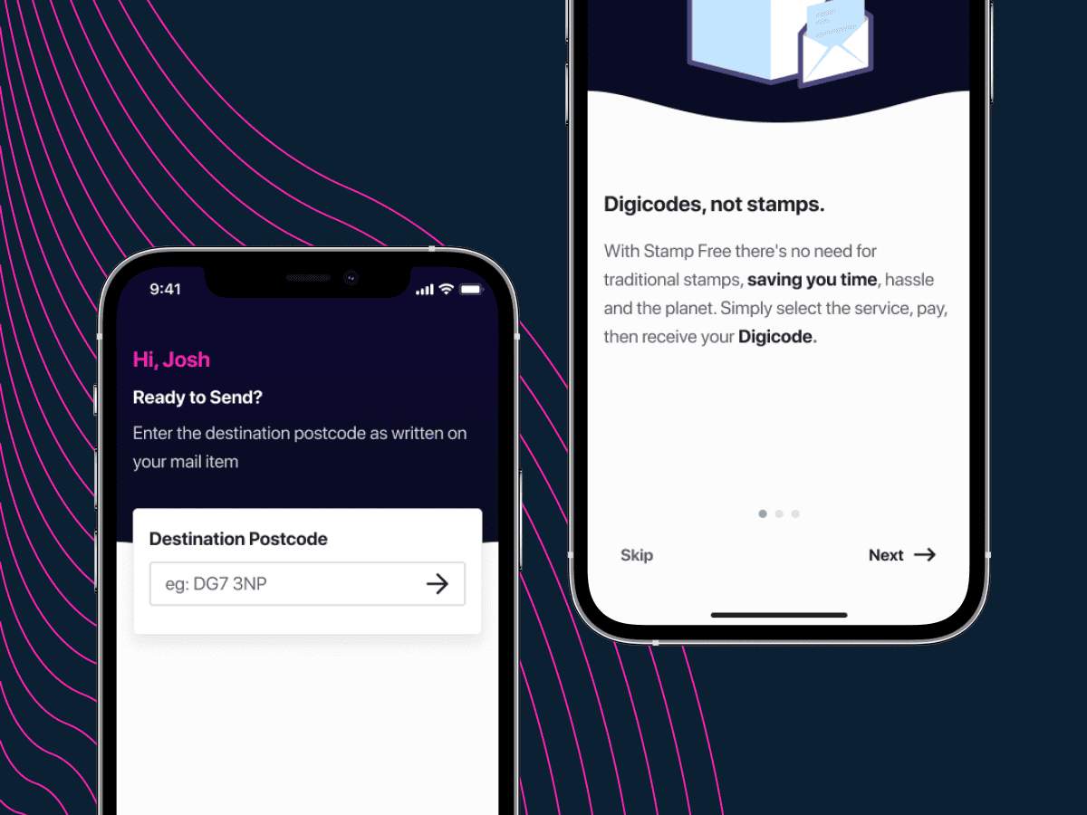 Stamp Free mobile app designs