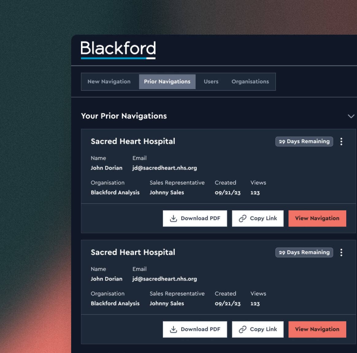 Application detail page, contextualised governance
